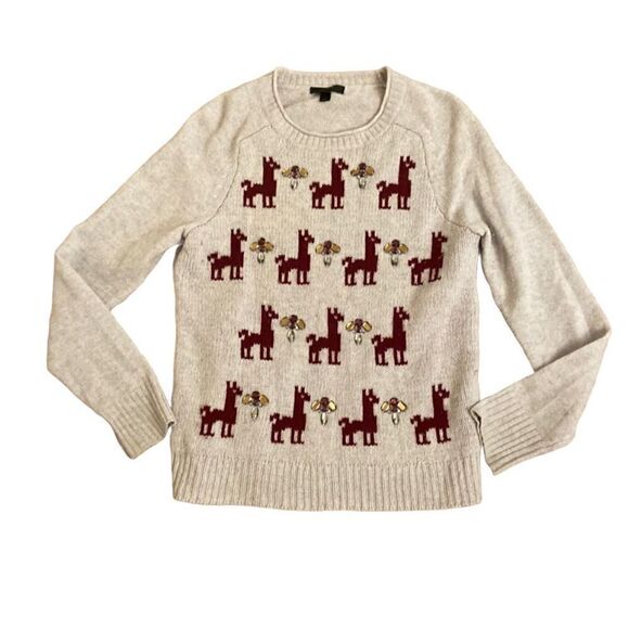J. Crew Gray Maroon Llama 100% Wool Sweater Small - Picture 1 of 4